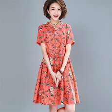 连衣裙2021夏季新款休息舒适时尚气质简约百搭图案印花，女装连衣裙，梦芯尔