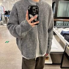 【有货】DM330-P75美式灰色针织开衫外套男慵懒风海马毛休闲毛衣，男装针织衫/毛衣，星座603-2