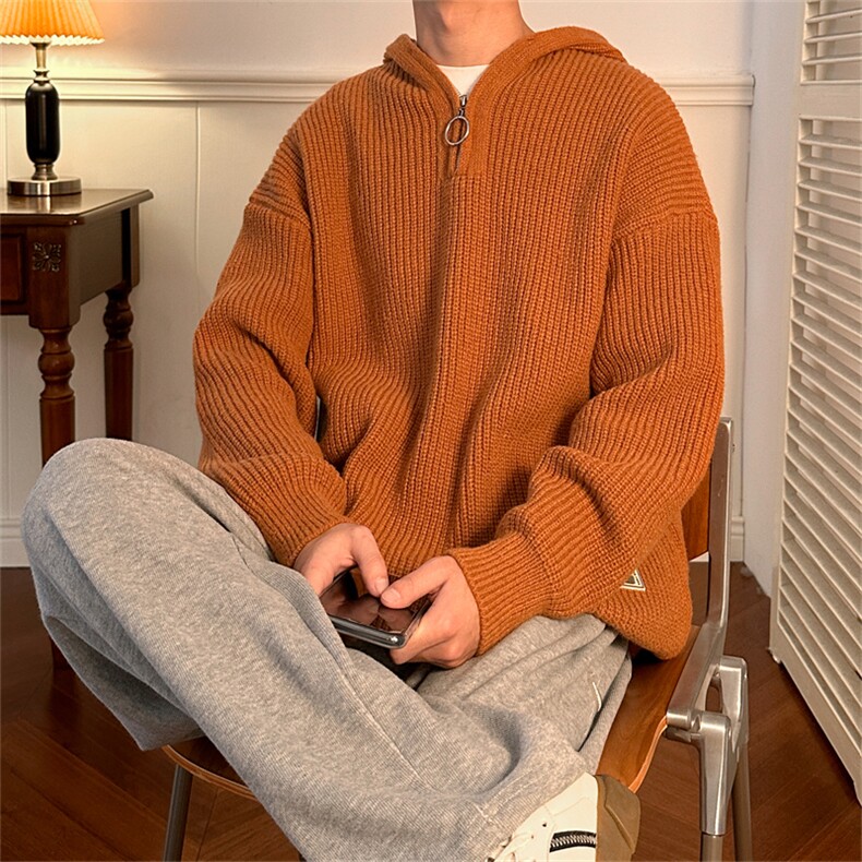 毛衣男2023秋冬季日系潮流宽松上衣连帽纯色加厚针织衫M1247-P52,男装针织衫/毛衣,星座512-2