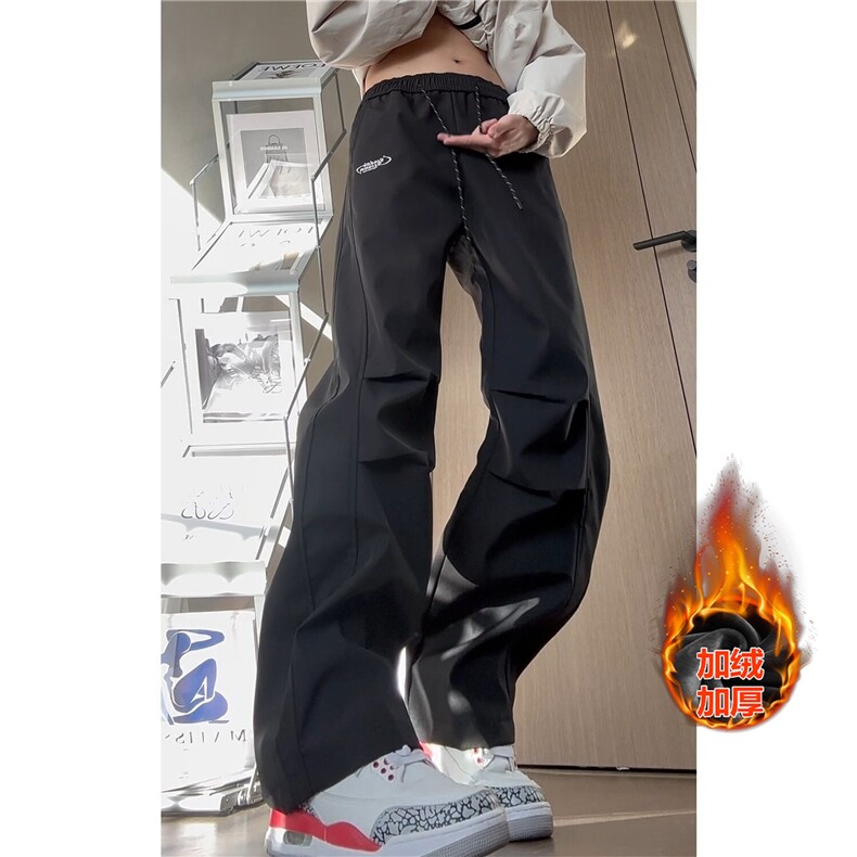 美式褶皱加绒伞兵工装裤男款防风阔腿弯刀裤ZK522常规P41加绒P47，男装工装外套，四季星座505