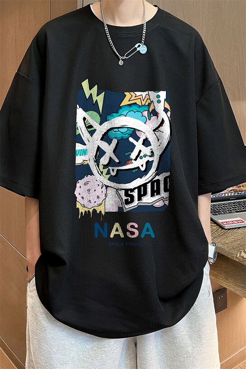 华夫格t恤男短袖男大码五分袖酒店风HT73275-P22,男装T恤,电商A040