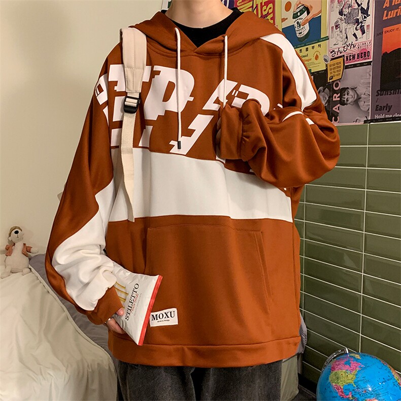 2023春季新款7XL-M大码连帽卫衣男港风宽松套头上衣加肥加大码图片