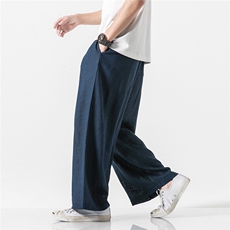 夏季大码日系棉麻直筒休闲裤风亚麻宽松阔腿哈伦裤潮K73/P75，男装休闲裤，电商A221A