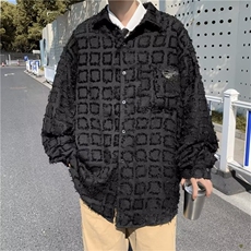 格子衬衫男潮牌慵懒风小香风百搭衬衣情侣薄款宽松外套S1373-p50，男装衬衫，星座1008