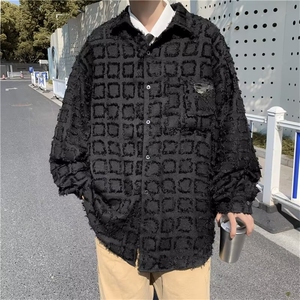格子衬衫男潮牌慵懒风小香风百搭衬衣情侣薄款宽松外套S1373-p50,罩衣搭配小西装图片