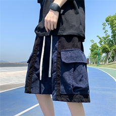 2023夏季百搭休闲五分中裤新款韩版宽松撞色阔腿裤子K3418-P32，男装牛仔裤，星座512-3