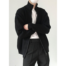 重磅秋冬北极绒双拉链毛衣开衫美式复古休闲慵懒风宽松针织衫外套，男装针织衫/毛衣，电商A486-1