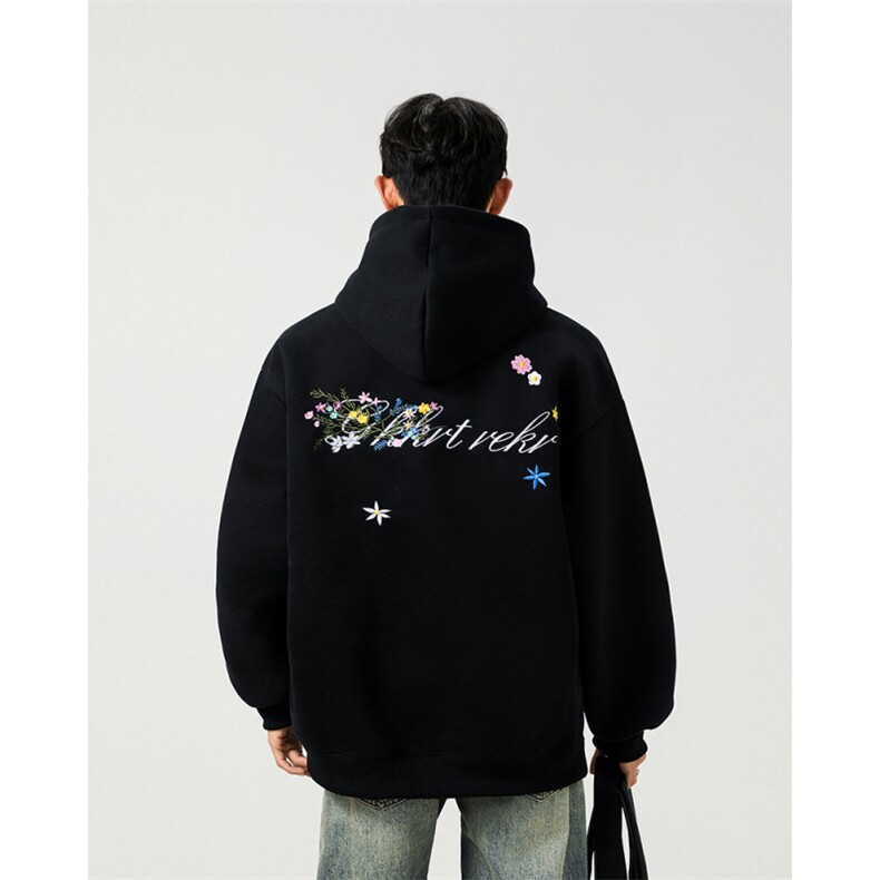 2026春季新款万针刺绣美式宽松420克连帽卫衣现货10000件，男装卫衣，星座1103-4（原1114）