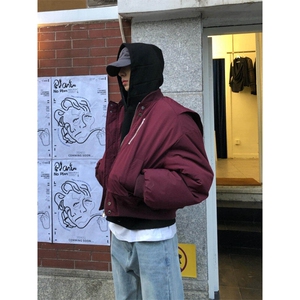 MF09-特P100 现货 高品质直播款酒红色立领棉衣加棉飞行服图片