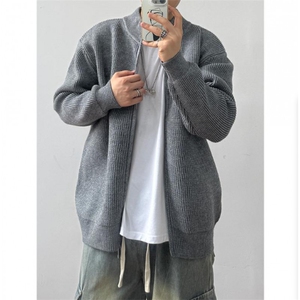 灰色开衫毛衣双开拉链开衫薄款针织衫纯色外套1213-M2425-P55图片