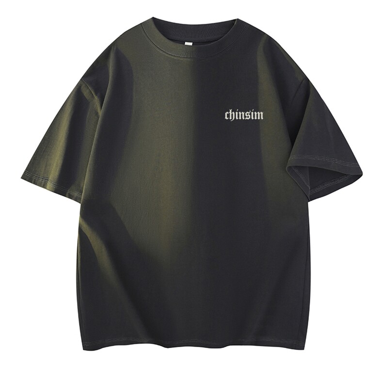 抖音得物供货210克现货宽松纯棉美式潮牌印花落肩袖纯棉T恤AT2155,男装T恤,电商A443