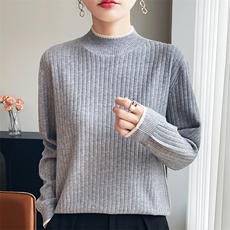 2025秋冬新款羊毛衫女士半高领百搭毛衣纯色扭花打底针织衫，女装针织衫/毛衣，斯美雅安迪绒