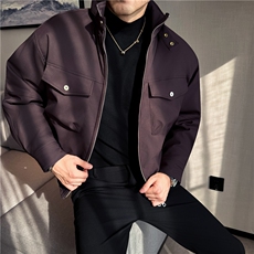 秋冬多口袋设计感防风立领冲锋衣加厚棉服短款外套男M25022-P183，男装夹克，电商A213