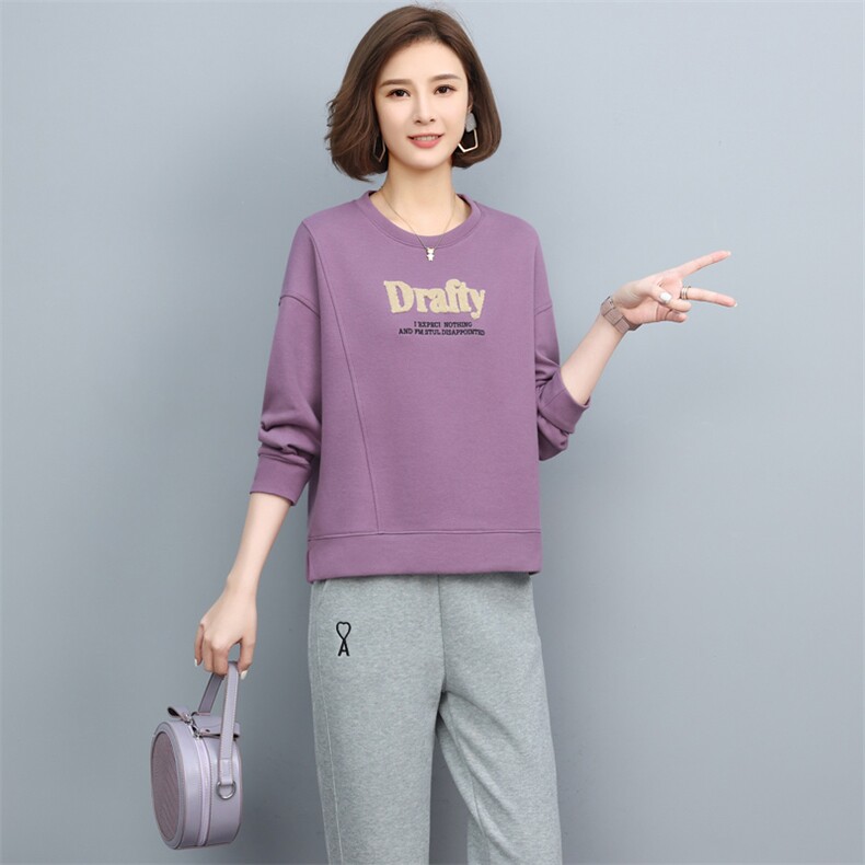 2023年春季新款潮时尚套装女洋气减龄韩版休闲卫衣两件套装裤子棉,女装套装/套裙,简韵佳