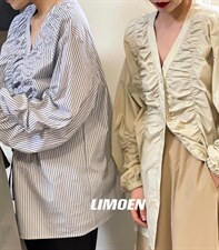 5156#复活款褶皱衬衫，女装衬衫，mm+ 里墨恩