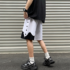 8XL-M特大码短裤男夏季新款大码vibe破洞拼接高街短裤DK1518P50，男装休闲裤，电商D206-1