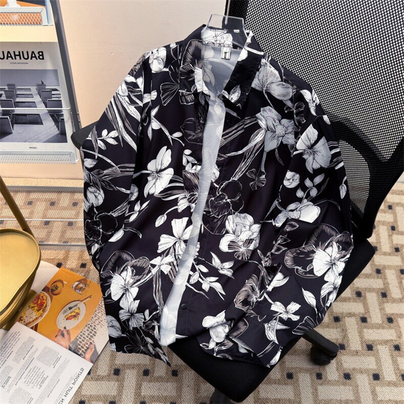 港风夏款男冰丝碎花扎染衬衫沙滩宽松冰丝衬衣CS1650P25,男装衬衫,星座1013-1