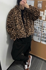 【有货】仿兔毛绒豹纹棉服两面穿潮牌厚外套棉袄MY6612特P80，男装棉衣，星座908-1