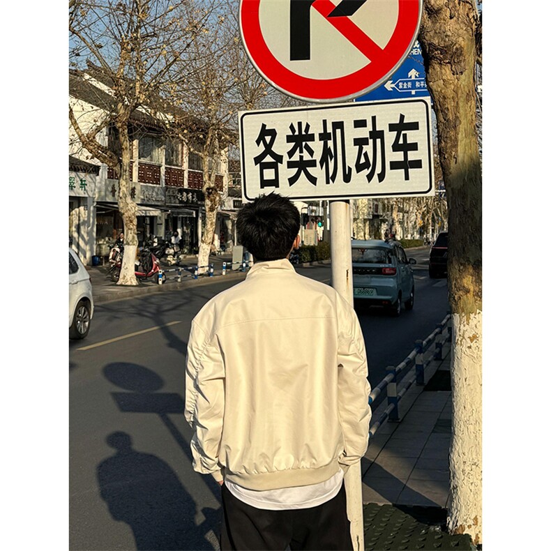 26春装新款美拉德立领飞行夹克boxy廓形休闲百搭外套上衣开衫外套,男装夹克,电商A443