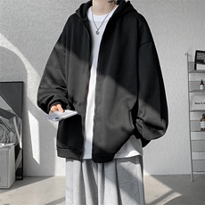 5XL-M潮流大码卫衣男休闲宽松情侣开衫连帽纯色卫衣外套WY07P38，男装卫衣，电商D206-1