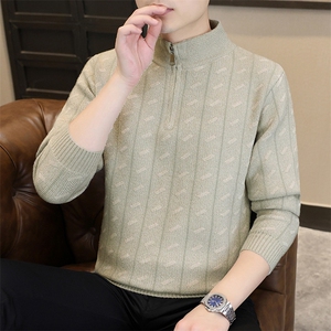 1018-1-M640-P40秋冬新款男半拉链立领潮流针织衫青少年内搭毛衣图片