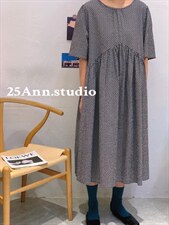 工艺盐缩廓形连衣裙，女装连衣裙，25Ann·Studio