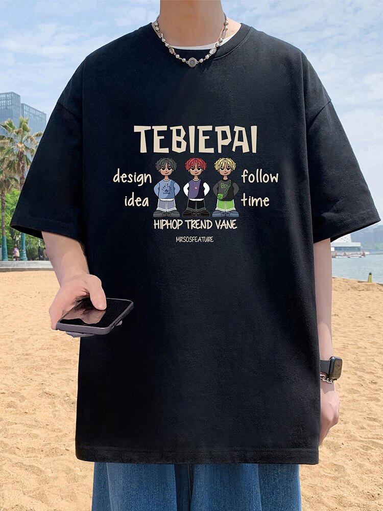 T789P26夏季新品港风高街美式短袖T恤宽松ins重磅纯棉体恤,男装T恤,星座304A