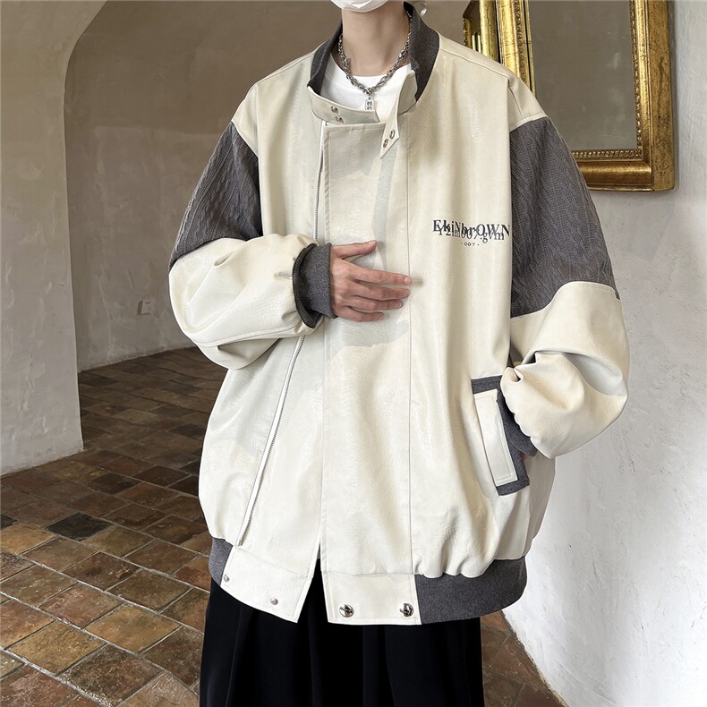 港风肩膀民族风大码夹克男情侣皮衣男女外套男JK8756P110控149，男装民族服装，星座226-1