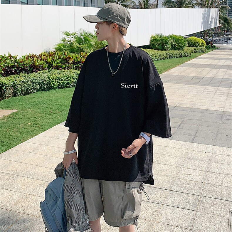 Q11098-P30 春夏季七分袖t恤男大码五分袖男短袖中袖图片