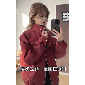 8个颜色 春秋雾面立领PU皮夹克潮牌设计感外套上衣J2535-P85图片