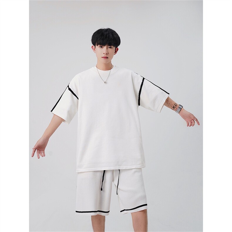 休闲运动服套装男夏季短袖青少年短裤潮牌两件套TZ0208-P68,男装休闲套装,星座308B-2