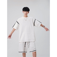 休闲运动服套装男夏季短袖青少年短裤潮牌两件套TZ0208-P68，男装休闲套装，星座308B-2