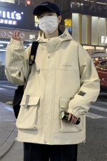 2024春季新款连帽夹克外套男休闲冲锋风衣工装潮A436-D1233-P65，男装夹克，电商A436