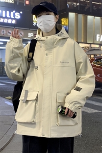 2024春季新款连帽夹克外套男休闲冲锋 风衣工装潮 A436-D1233-P65图片