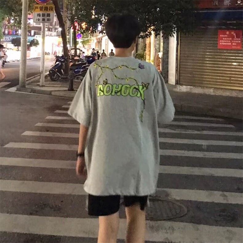 万针全刺绣工艺高品质260克双纱纯棉美式高街短袖T恤特P33,男装T恤,电商A486-1