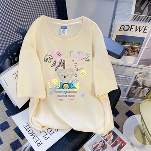 大码纯棉大码韩版宽松休闲印花T恤夏新款百搭落肩短袖 TT042-P40图片
