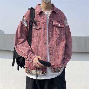美式高街牛仔外套拼色痞子帅2025秋冬季新款ins宽松外套W5155-P75图片