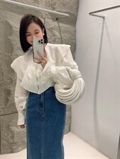 【DAVIDA】减龄翻领木耳边衬衣，其它，DAVIDA