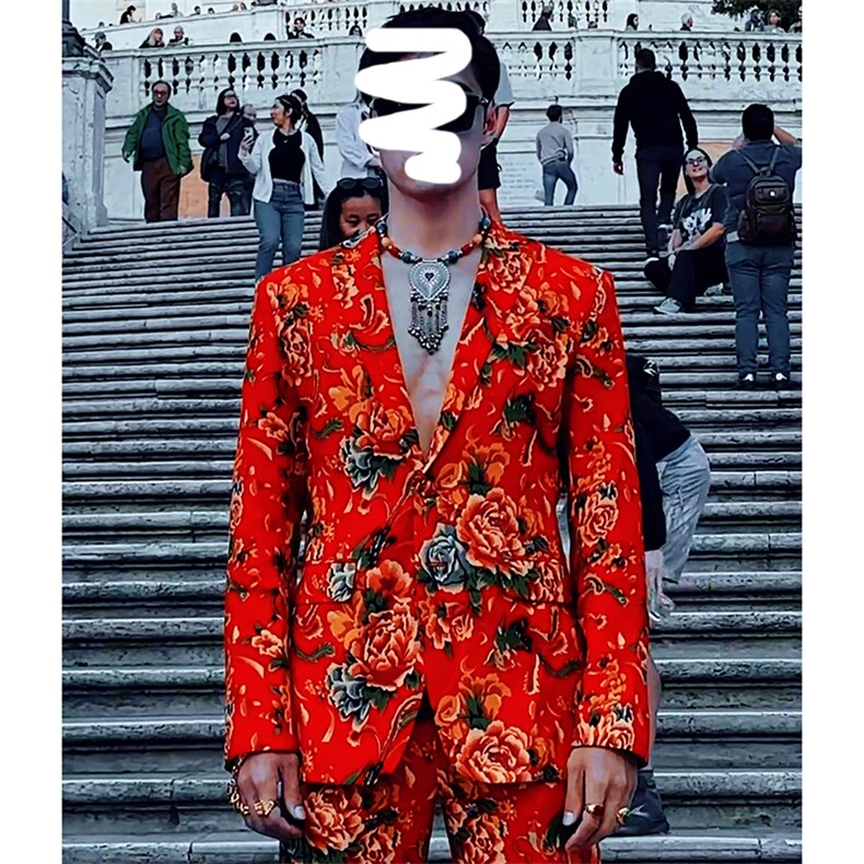 RS1网红同款高质量大码单上衣西装西服婚庆表演出团队服新中式潮图片