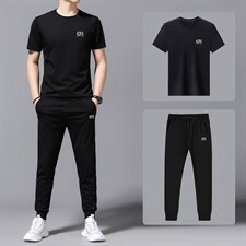2023年夏款潮流休闲时尚男士运动短袖套装P120，男装休闲套装，电商D223-1