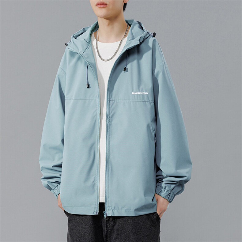 冲锋衣连帽夹克男宽松落肩纯色上衣外套DSA157B-JK727-P58,男装夹克,电商A157B
