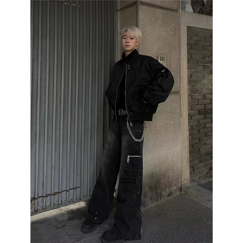 春秋美式复古机车风夹克男短款痞帅飞行员棒球服cleanfit外套潮牌,男装夹克,星座1210-1