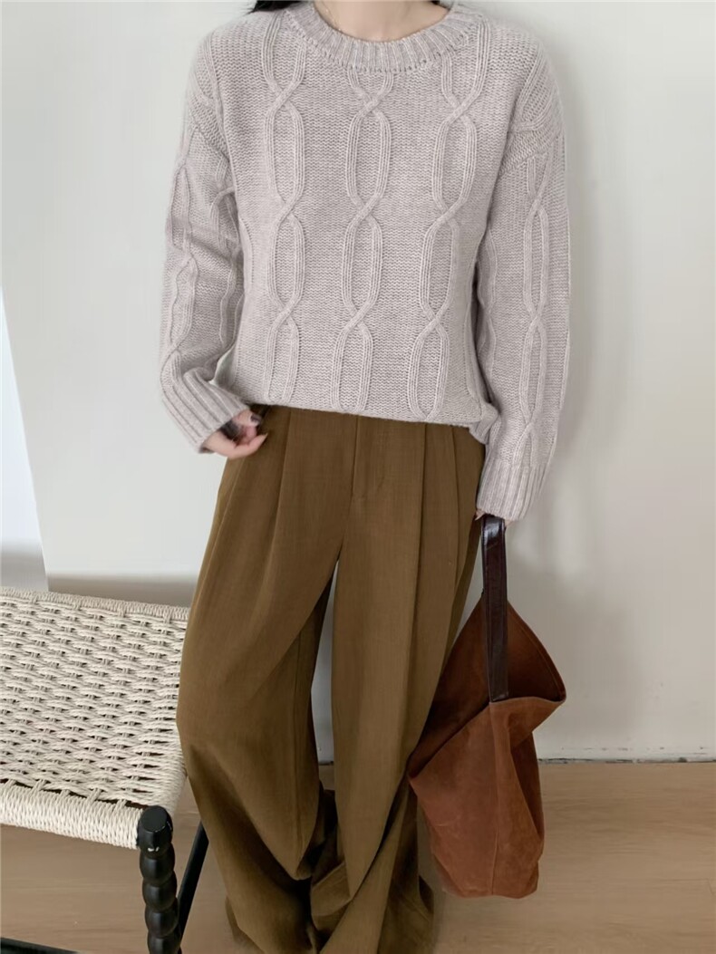 2025年秋季套头通勤时尚百搭通勤简约休闲圆领毛衣，女装羊毛衫，秋虹羊绒