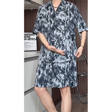 短袖衬衫男+短裤男潮流休闲套装男M-5XL大码TZ78708P50控98模特图，男装休闲套装，星座226-1