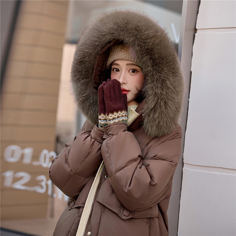 水衣源8806款中长款连帽狐狸毛领宽松阔版加厚保暖羽绒服女,女装羽绒服,水衣源