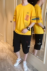 夏装新款潮牌半袖青少年运动休闲两件套T恤短袖套装男T8510-P50，男装套装，星座217-4