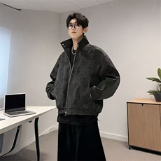 2025新款潮牌春季扎染立领PU皮衣夹克痞帅宽松百搭男外套JK878，男装皮衣，星座516A