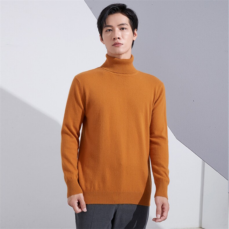 秋季羊绒衫男商务青年半高领套头打底衫加厚保暖羊绒针织衫男装,男装羊毛衫,牧绒家园高端店
