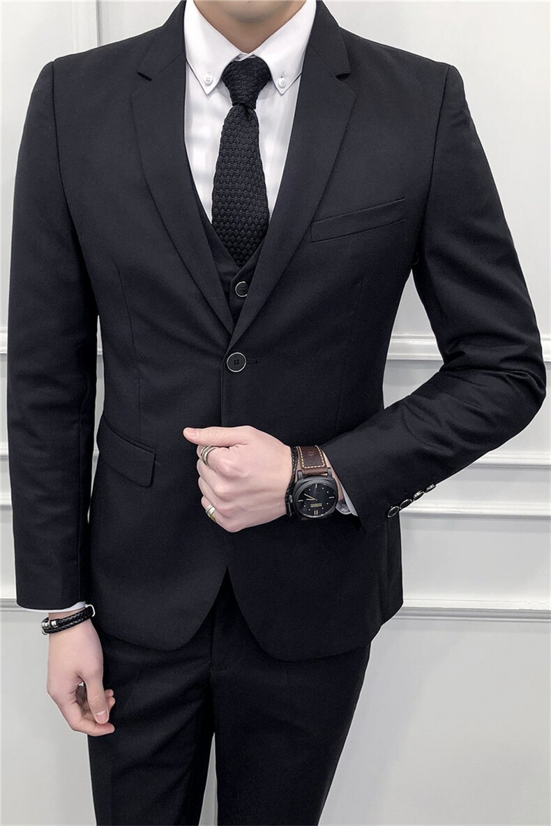 三件套西服套装男士西装商务休闲职业装上班面试修身新郎伴郎结婚,男装西服套装,星座505-2（原电商A260-1)