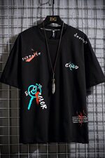 (挂拍网格）A090新款大码潮牌潮流ins短袖T恤男100%棉T075，男装T恤，电商A089-1